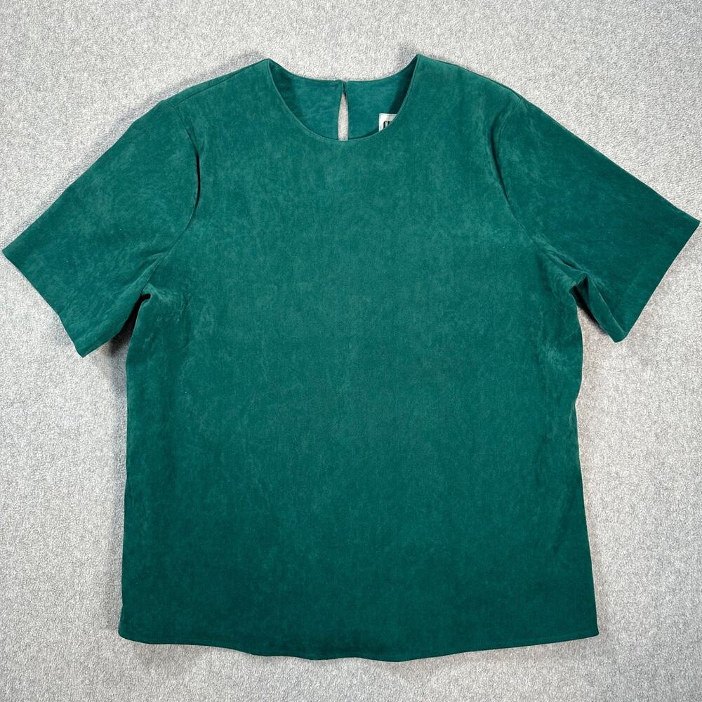 City Girl by Nancy Bolen Vintage Suede Blouse Women's 12 Green Short Sleeve